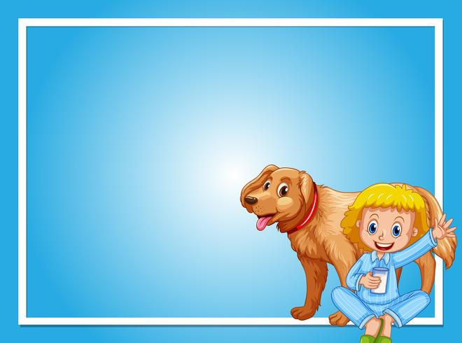 Frame design with girl and dog vector