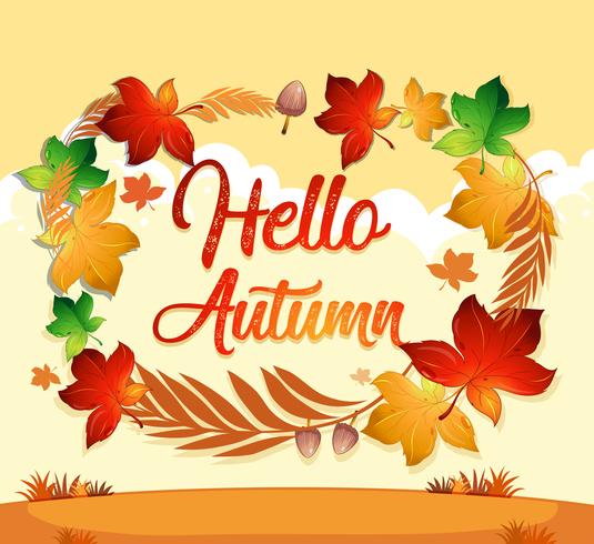 Autumn leaf on orange template vector