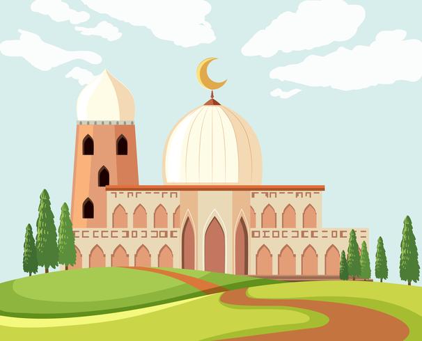 Un hermoso paisaje de mezquita. vector