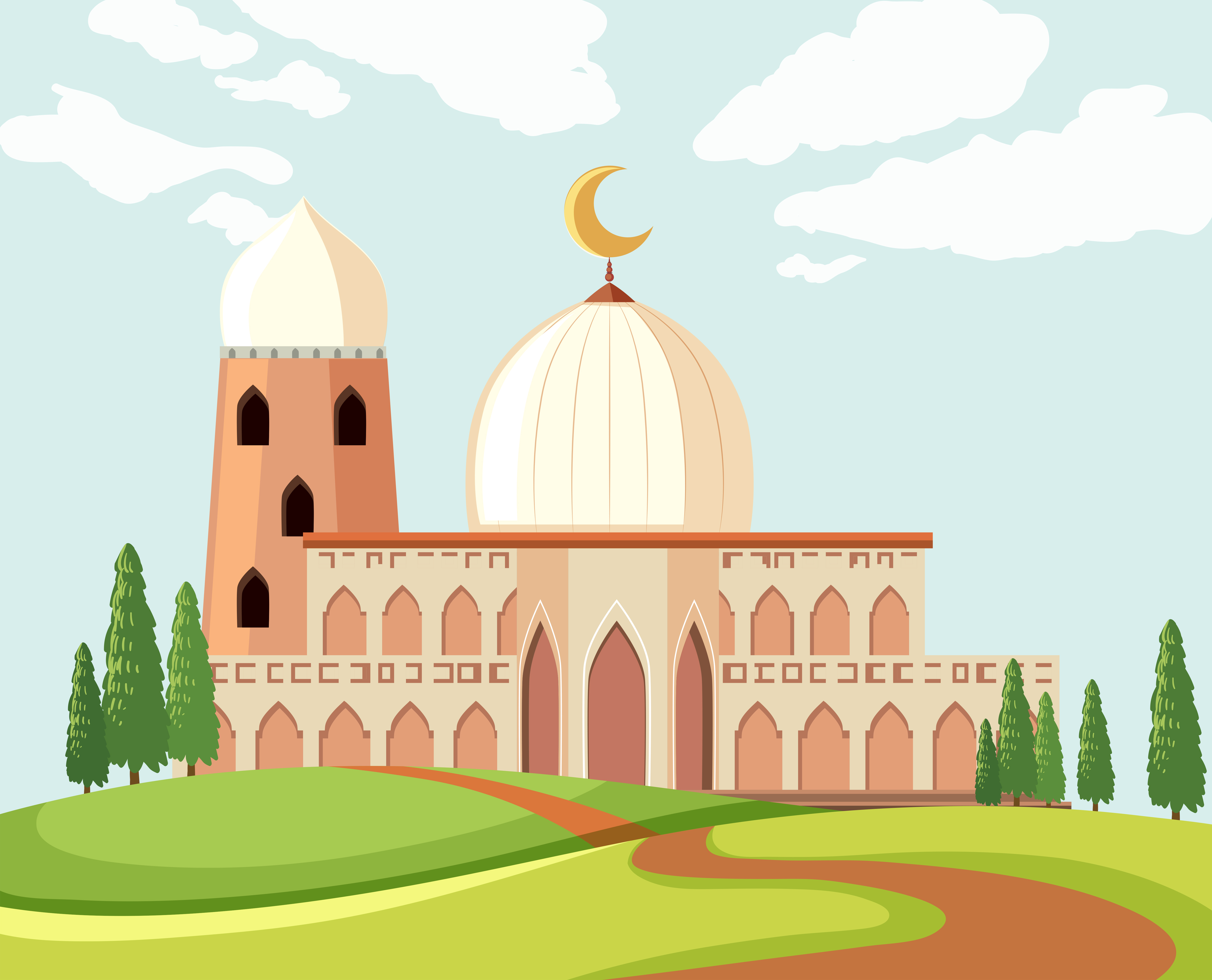 A beautiful mosque  landscape Download Free Vectors  