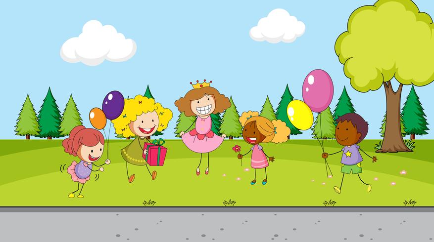 Children celebration in the park vector