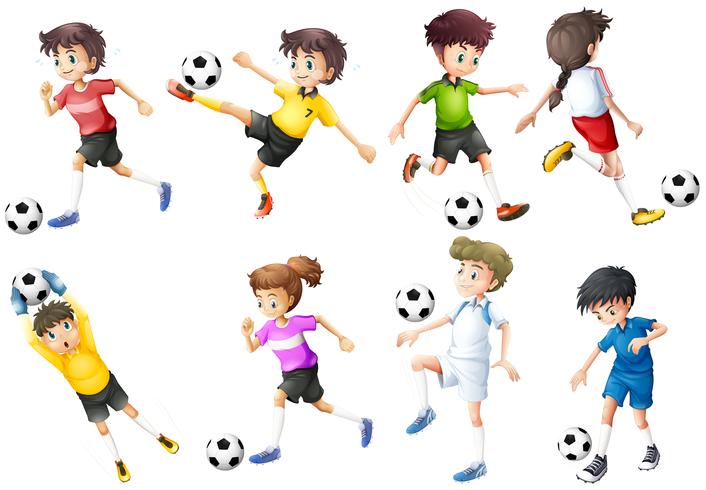 Un conjunto de futbolistas. vector