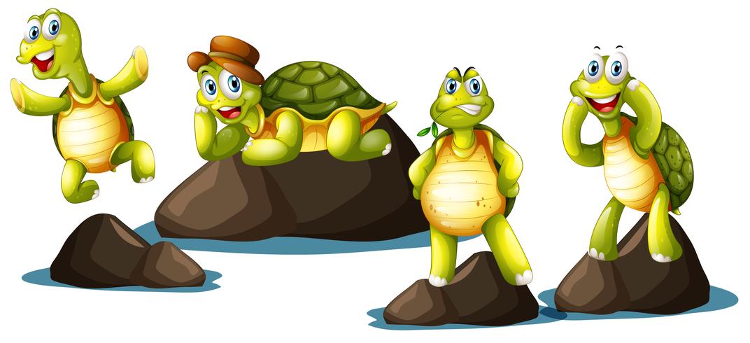 Un conjunto de tortuga feliz vector