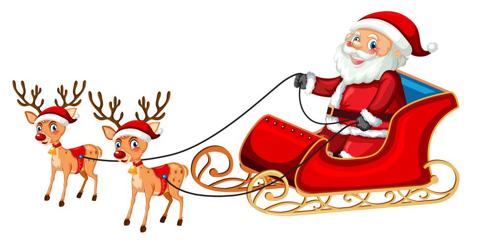 Santa claus riding sleigh vector