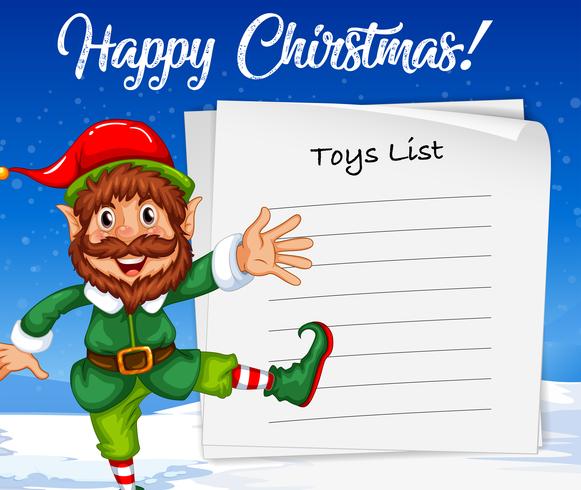 Christmas elf and toys list vector