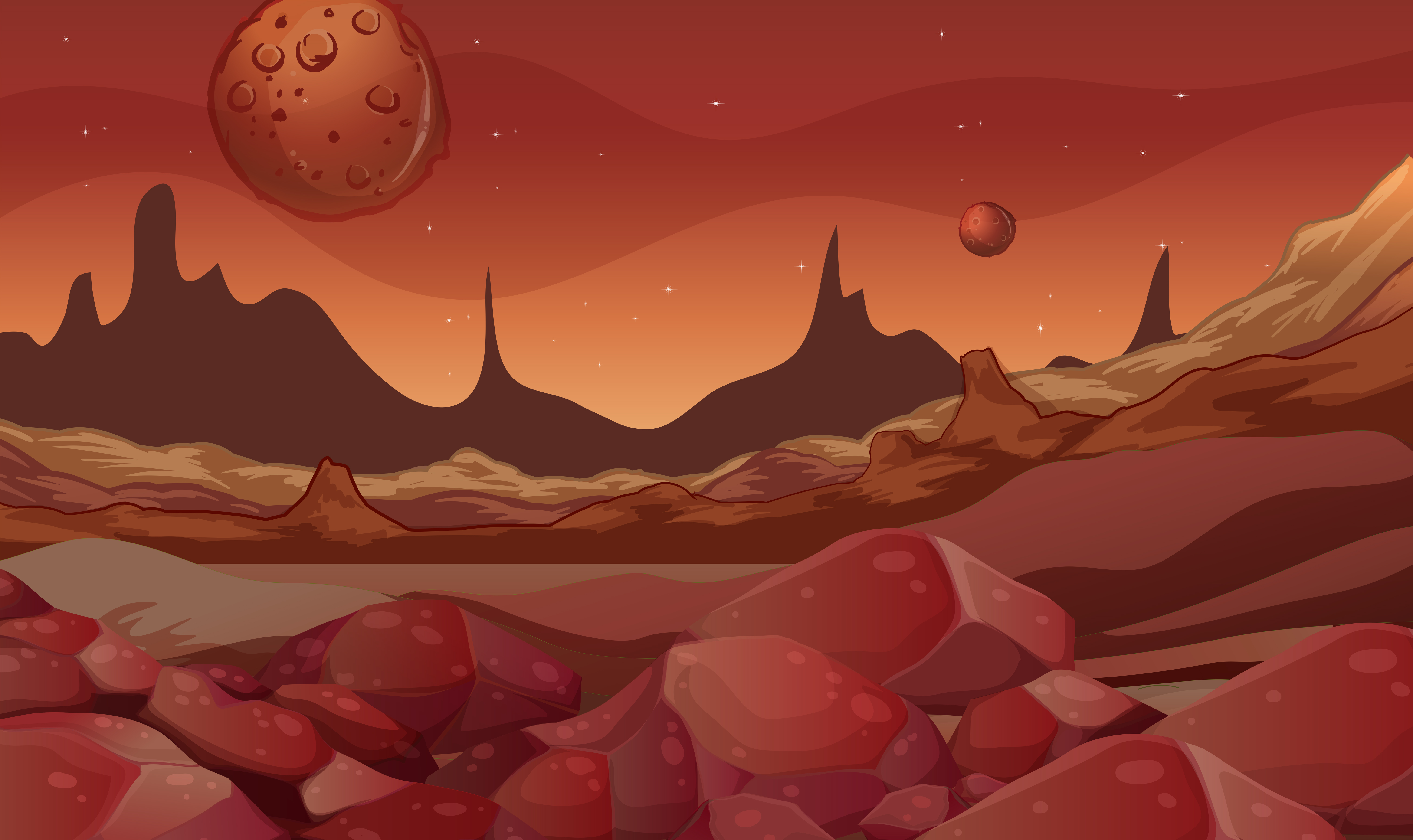 Download Background scene with red planet 420191 Vector Art at Vecteezy
