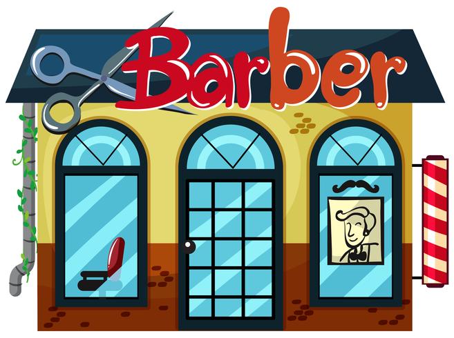 A barber shop on white background vector