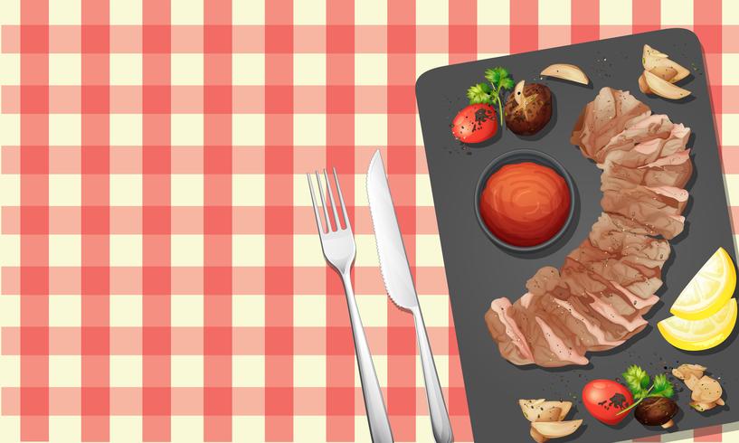 Steak and Sauce on Plate vector