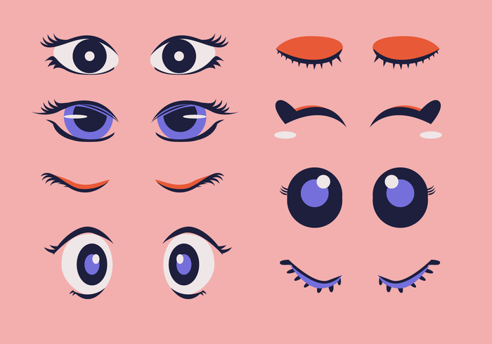 cartoon girl eyes with eyelashes clipart