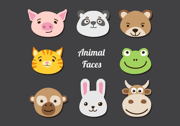 Conjunto de caras de animales vector