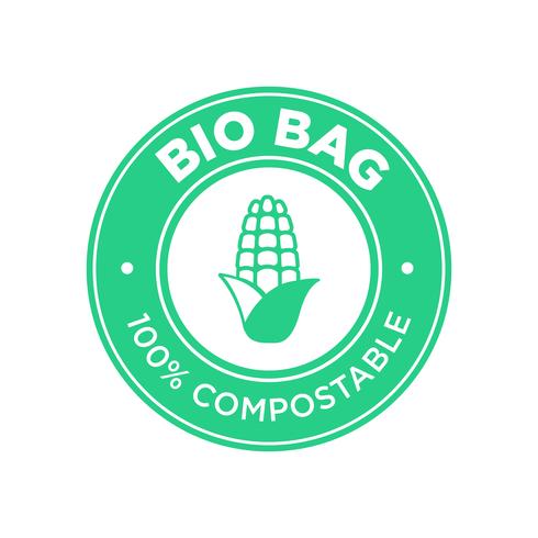 Bio Bag 100 Compostable made of corn. vector