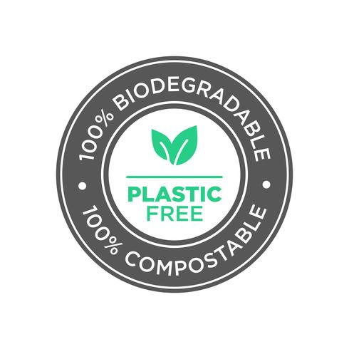 Plastic free. 100 Biodegradable and compostable icon. vector