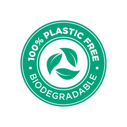 100 Pastic free. Biodegradable icon. vector