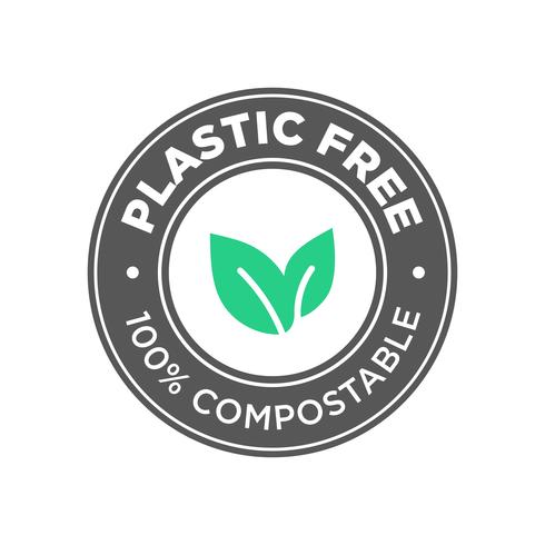 Plástico libre. Icono 100% compostable. vector