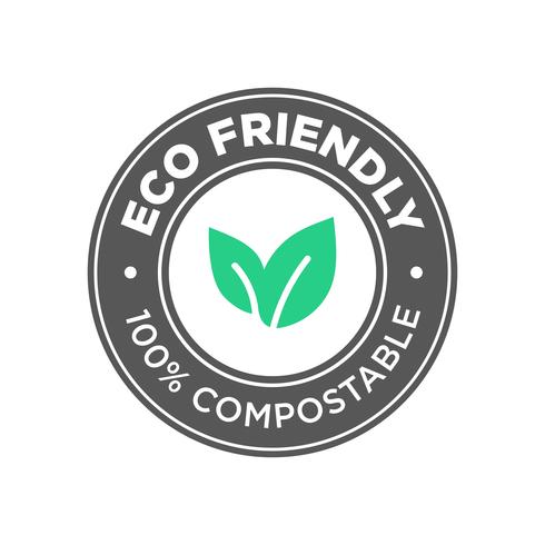 Respetuoso del medio ambiente. Icono 100% compostable. vector