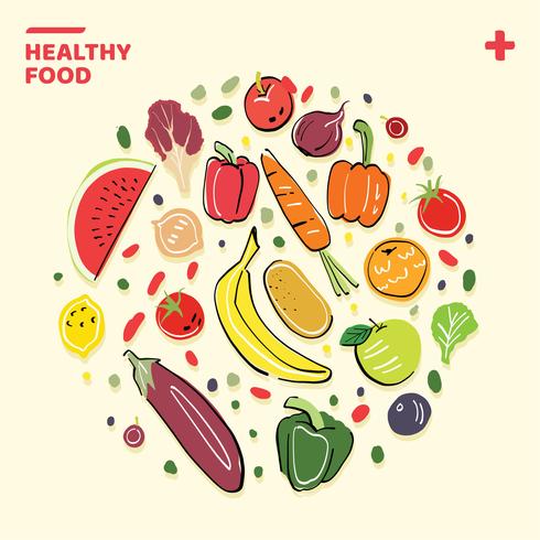 Healthy Food hand-drawn illustration vector