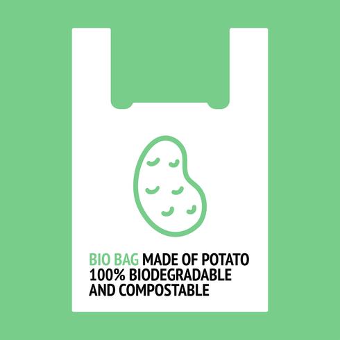 Bio Bag made of potato.  vector