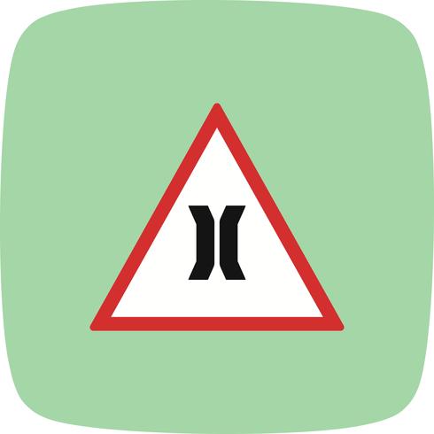 Vector Narrow bridge Road Sign Icon