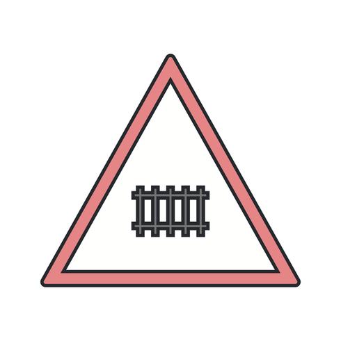 Vector Level crossing with gate Road Sign Icon