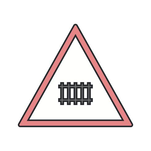 Vector Level crossing with gate Road Sign Icon