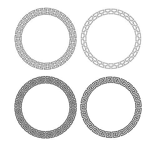 black fretwork circle frames vector