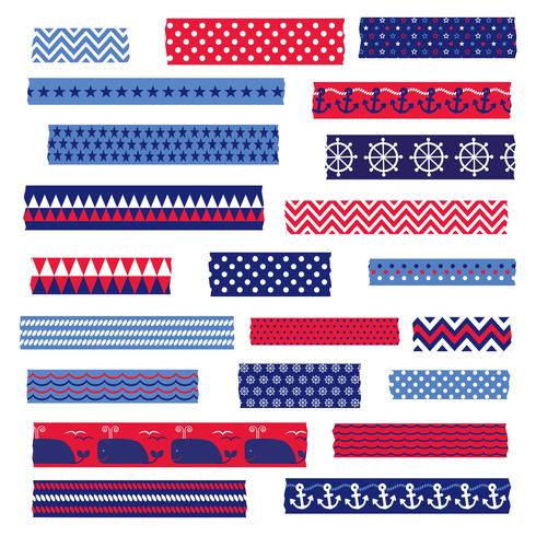 nautical washi tape clipart vector