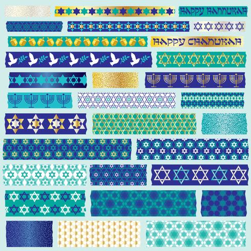 Chanukah washi tape clipart vector