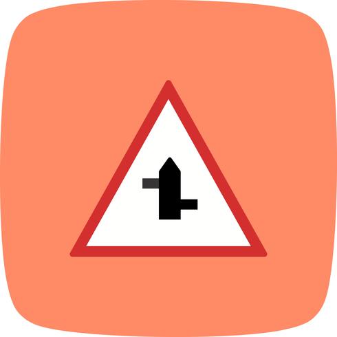 Vector Minor cross roads from left to right Road Sign Icon