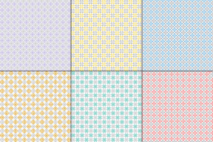 pastel geometric quilt patterns with grey vector