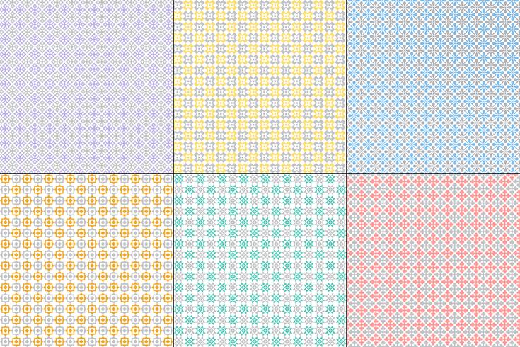 pastel geometric quilt patterns with grey vector