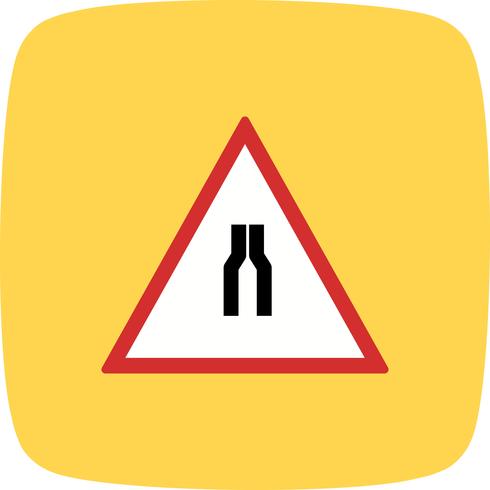 Vector Road narrows on both side Road Sign Icon
