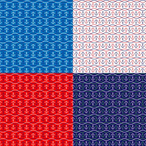 rope and anchor nautical patterns vector