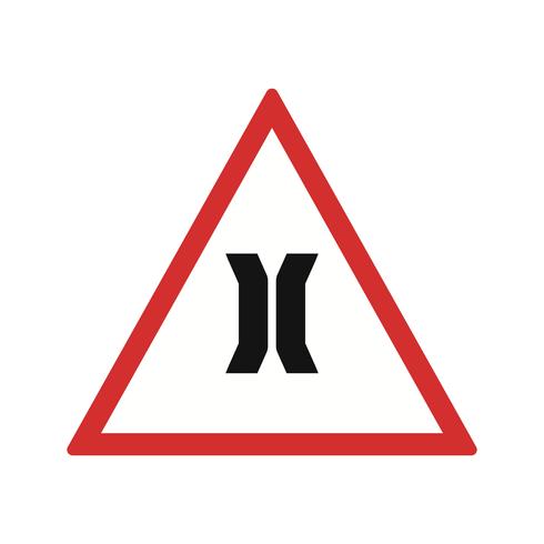 Icono de signo de carretera de puente estrecho de vector