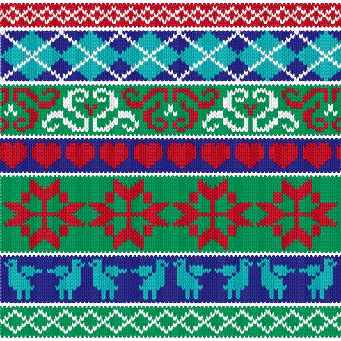 knit nordic border patterns vector