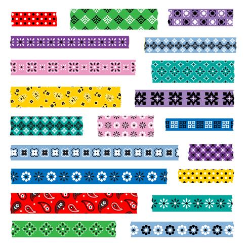 bandana washi tape patterns vector