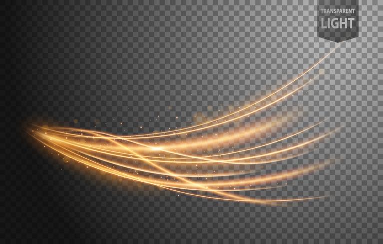 Abstract gold wavy line of light with a transparent background vector