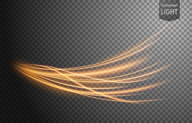 Abstract gold wavy line of light with a transparent background vector