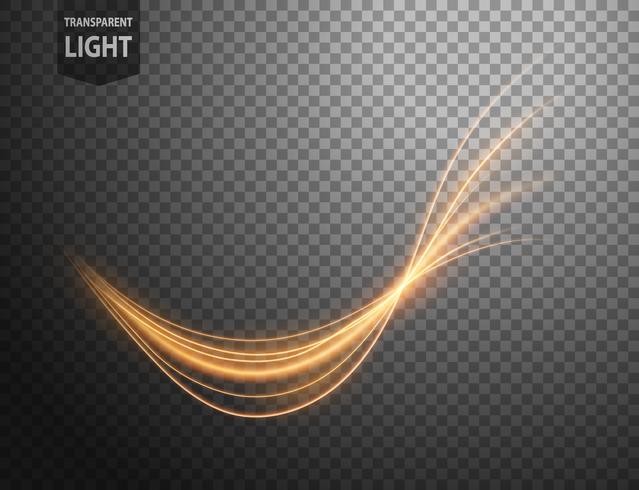 Abstract gold wavy line of light with a transparent background vector