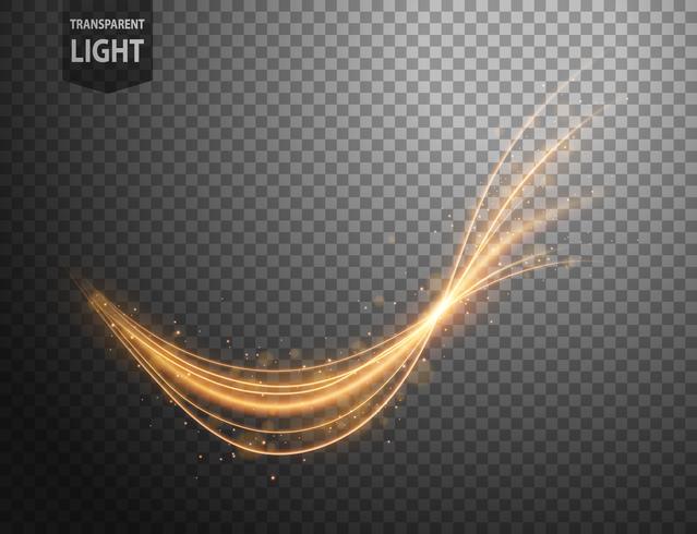 Abstract gold wavy line of light with a transparent background vector