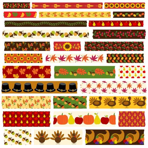 thanksgiving washi tape clipart vector