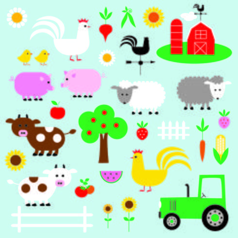 Bauernhoftiere Clipart - Lizenzfrei - GoGraph