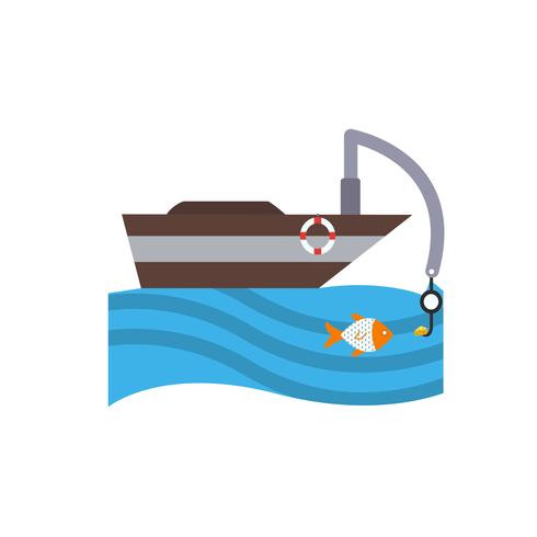 Vector icono de barco de pesca