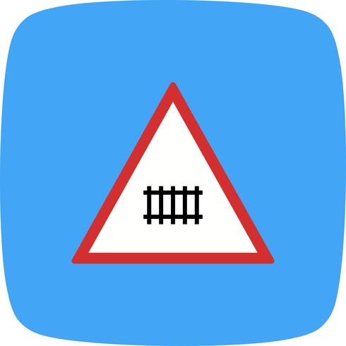 Vector Level crossing with gate Road Sign Icon