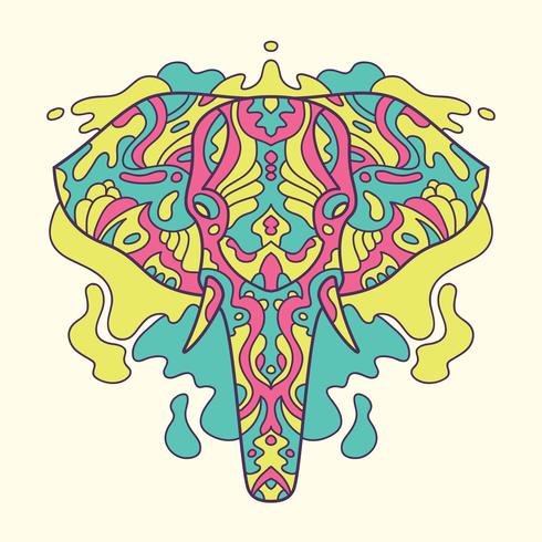 Painted elephant illustration. vector