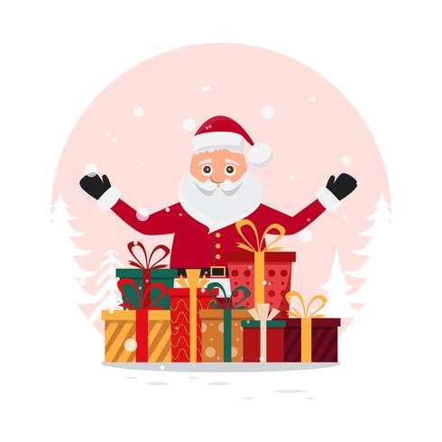 cute santa claus characters in different emotions. vector