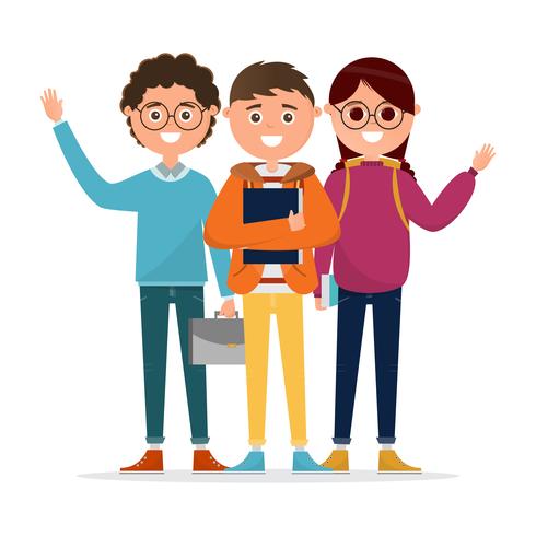 students in different character isolated on white background vector