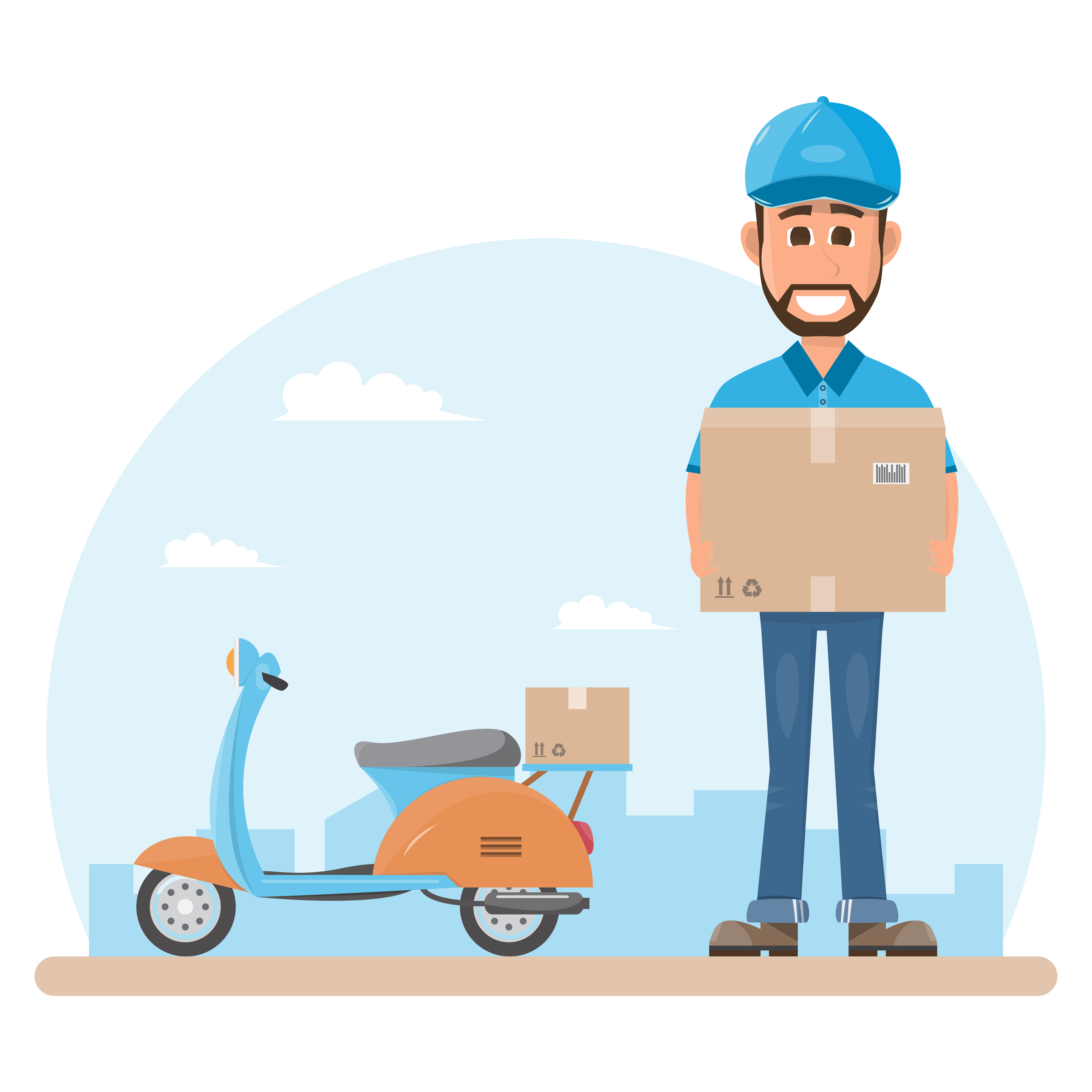 delivery man with box. Postman design isolated on white background