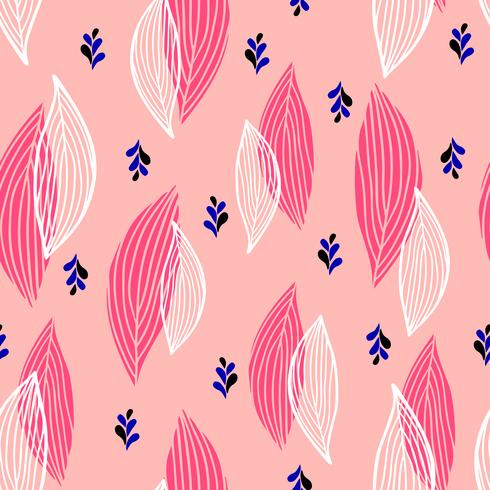 Floral seamless pattern of leaves in flat style. vector