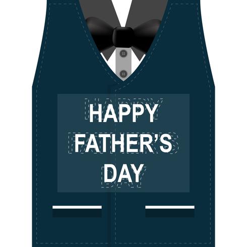 Tarjeta de felicitación feliz del día de padre. Diseñe con la corbata de lazo, bigote, gafas negras sobre fondo de papel retro. vector