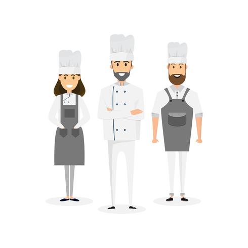 Grupo de cocineros profesionales, chefs de hombre y mujer. Concepto de equipo de restaurante. vector